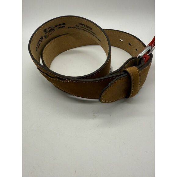 Justin Belt Mens 34 Classic Western Leather Made in USA Boot Barn‎ Stitching - Picture 1 of 6
